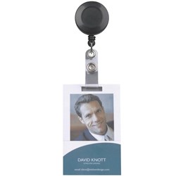 RETRACTABLE CARD HOLDER W/STRAP BLACK EACH