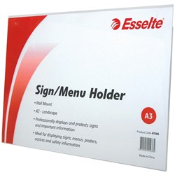 Esselte Sign/Menu Holder A3 Landscape Wall Mount