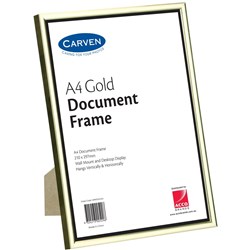 CARVEN CERTIFICATE FRAME A4 Desk/Wall Mountable Gold