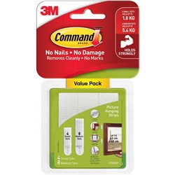 Command 17203 Picture Hanging Strips Small and Medium Value Pack  12 White