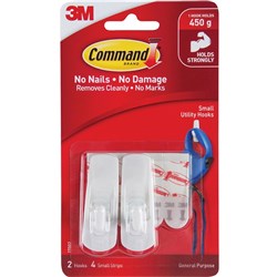 Command 17002 General Purpose Hooks Small White Pack of 2
