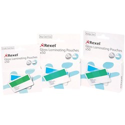 Rexel Laminating Pouches Badge Card 67x98mm 180 Micron Pack Of 50