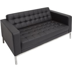 Rapidline Venus Double Sofa Stainless Steel Frame Button Finish Black PU UPholstery