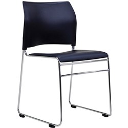 Buro Maxim Visitor Chair Chrome Sled Base Black Poly Back / Padded Vinyl Seat(+Frei