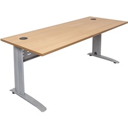 Rapid Span Open Straight Desk 1200Wx700mmD Modesty Panel Beech Top Silver Steel Frame