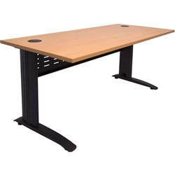 Rapid Span Open Straight Desk 1500Wx700mmD Modesty Panel Beech Top Black Steel Frame