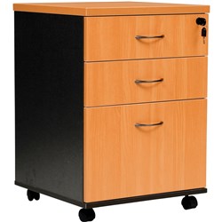 LOGAN MOBILE PEDESTAL 2Std&1F Drawer Beech&Ironstone