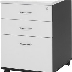LOGAN MOBILE PEDESTAL 2Std&1F Drawer White & Ironstone