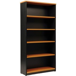 LOGAN BOOKCASE 1800X900 4 Shelf Beech & Ironstone