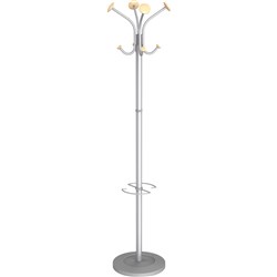 ALBA 'STILY' COAT RACK 4 Hook Silver/Wood