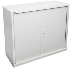 Rapidline GO Tambour Door Cupboard No Shelves Included 900W x 473D x 1016mmH White C