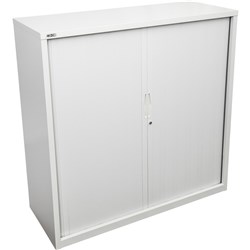 Rapidline GO Tambour Door Cupboard No Shelves Included 900W x 473D x 1200mmH White C