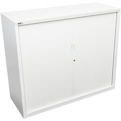 Rapidline GO Tambour Door Cupboard No Shelves Included 1200W x 473D x 1200mmH White C