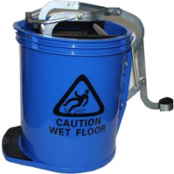 Cleanlink Heavy Duty Plastic Mop Bucket Metal Wringer 16L Blue