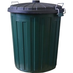 ITALPLAST GARBAGE BIN 75lt Round Grn Base, Blk Lid