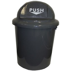 CLEANLINK RUBBISH BIN Circular Bullet Lid 60Lt Grey 45 x 79cm