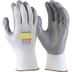 MAXISAFE SYNTHETIC COAT GLOVES White Knight FoamNitrile Glove Extra Small Ctn 12