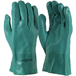 MAXISAFE CHEM RESISTANT GLOVES Chemical Resistant Glove Green PVC Double Dipped 27cm Ctn 12