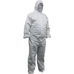 MAXISAFE DISPOSABLE COVERALLS Polypropylene Washable White Large