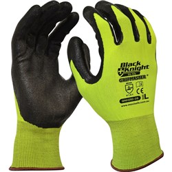 BLACK KNIGHT GRIPMASTER GLOVE Hi-Vis Yellow Nylon Small Ctn 12