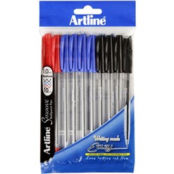 Artline 8210 Smoove Ballpoint Medium 1mm Assorted Pack Of 10