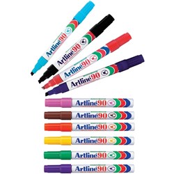 Artline 90 Permanent Markers Chisel 2-5mm Assorted Box 12
