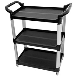 Compass 3 Shelf Utility Cart 85W x 42D x 98cmH Black Assembly required