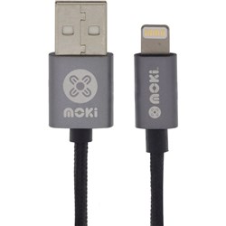 Moki USB To Lightning SyncCharge Cable 90cm Braided Gun Metal