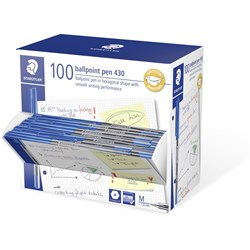 Staedtler 430 Stick Ballpoint Pens Medium 1mm Blue Pack of 100