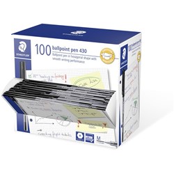 Staedtler 430 Stick Ballpoint Pens Medium 1mm Black Pack of 100