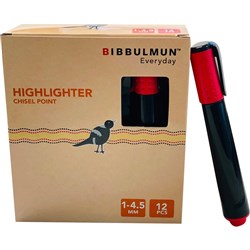 Bibbulmun Highlighter Chisel 1-4.5mm Red Box 12