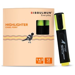 Bibbulmun Highlighter Chisel 1-4.5mm Yellow Box 12