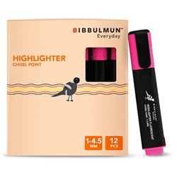 Bibbulmun Highlighter Chisel 1-4.5mm Pink Box 12