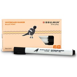 Bibbulmun Whiteboard Marker Bullet 1-3mm Black Box 10